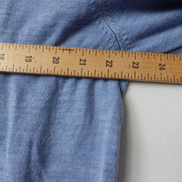 Calvin Klein Sweater Mens Large Blue Wool V Neck Pullover Casual Italian Merino - Picture 3 of 13